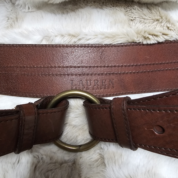 Ralph Lauren Brown Leather Belt with Gold Buckle - Picture 2 of 11